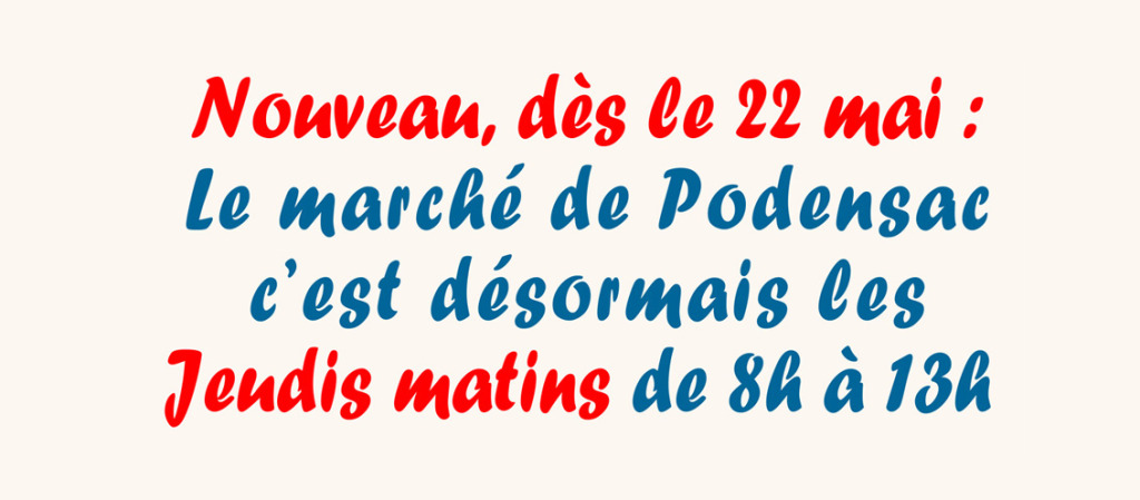Nouveau marché hebdomadaire les jeudis matin